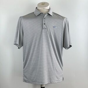GREG NORMAN™️ Men's Size XXL 'ATTACK LIFE' Gray/White Striped Golf Polo